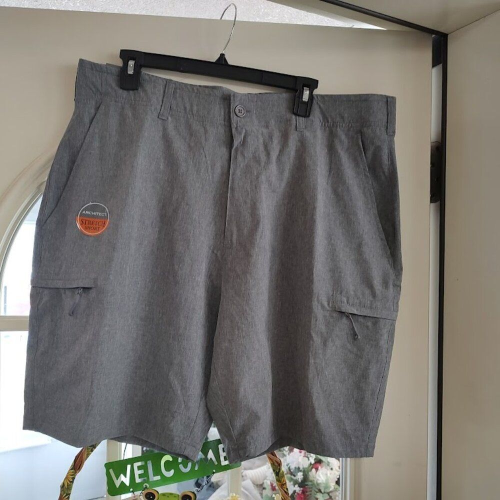 New Architect Active Flex Performance Zip Cargo Charcoal Heather Shorts Men's 38